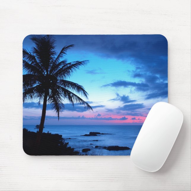 Mousepad Ilha Tropical Beach Ocean Blue Sunset Photo (Com mouse)