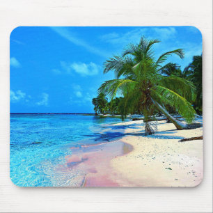 Mousepad Ilha tropical com palmeiras e Sandy Beach