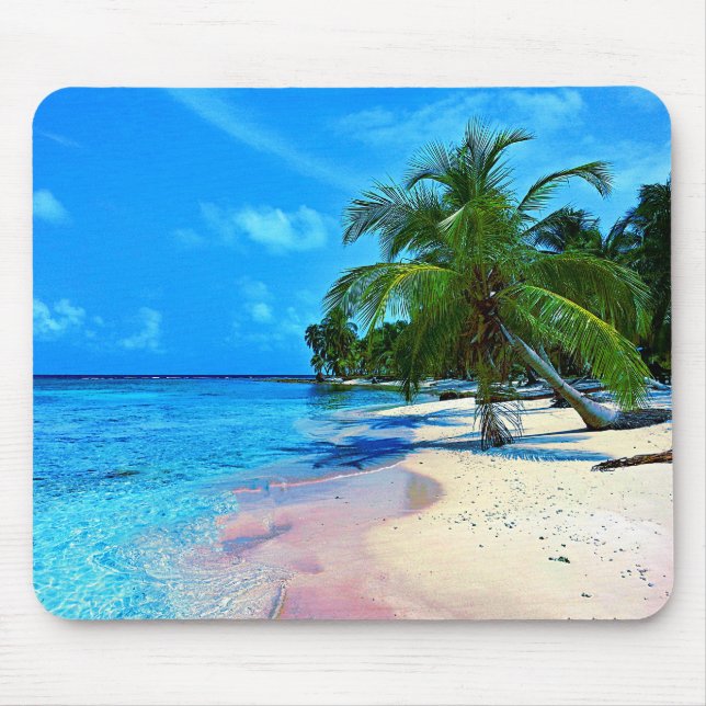 Mousepad Ilha tropical com palmeiras e Sandy Beach (Frente)