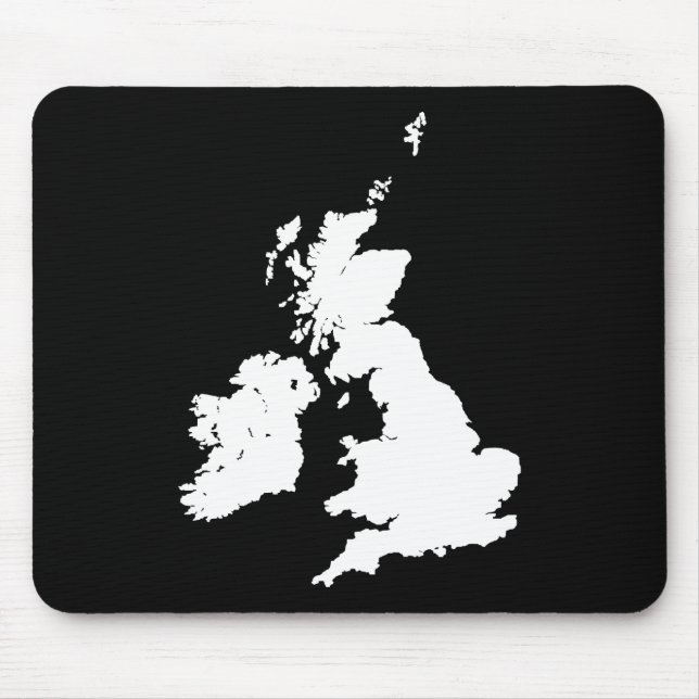 Mousepad Ilhas Britânicas - Branco em Preto (Frente)