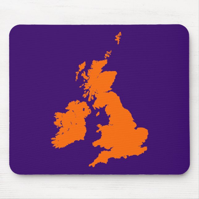 Mousepad Ilhas Britânicas - Laranja na Violeta Escura (Frente)