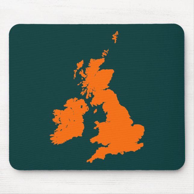 Mousepad Ilhas Britânicas - Laranja no Verde Escuro (Frente)
