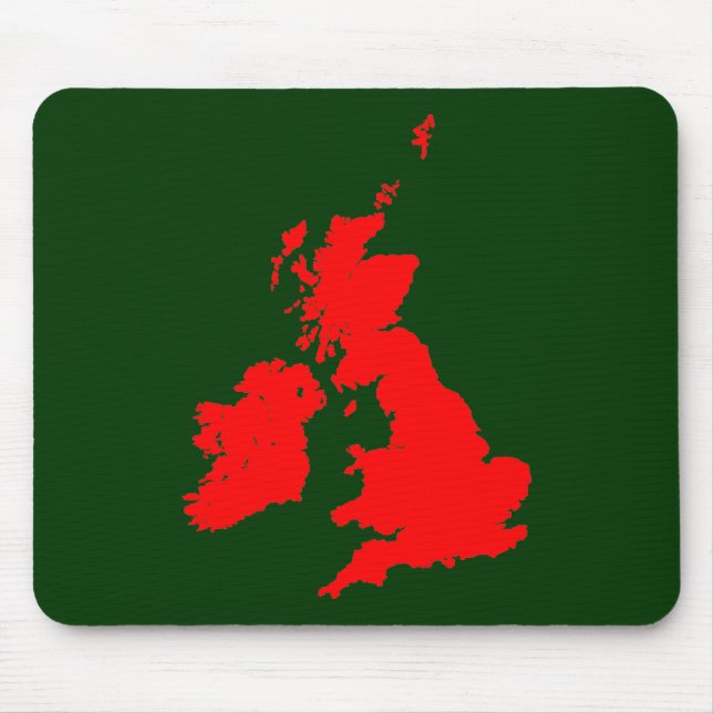 Mousepad Ilhas Britânicas - Vermelho em Verde Escuro (Frente)