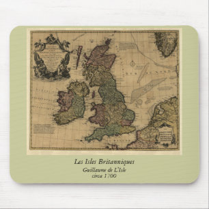 Mousepad Ilhas Britanniques de Les, mapa 1700's