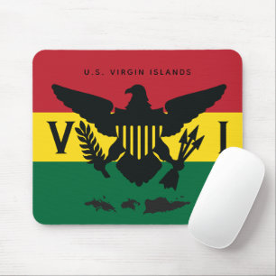 Mousepad Ilhas Virgens Americanas Flag Red, Yellow, Green,
