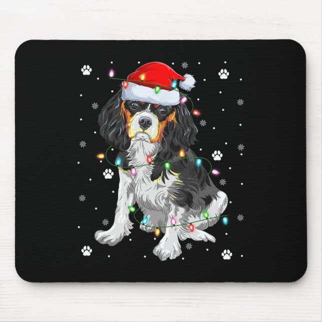 Mousepad Iluminação de Natal Santa Cavalier King Charles Sp (Frente)