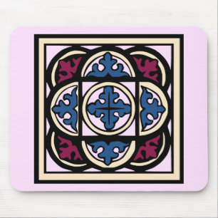 Mousepad Iluminação Medieval Azul Acanthus Deixa-se em Arco