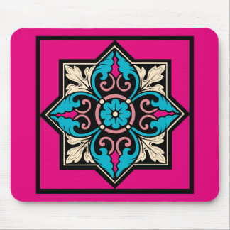 Mousepad Iluminação Medieval Folha de Acanthus Azul Ártico