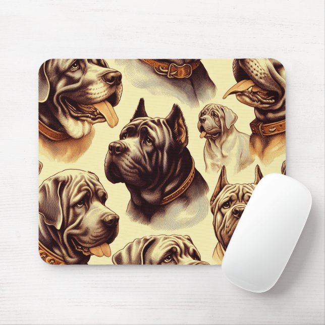 Mousepad Ilusão de Vintage Neapolitan Mastiff (Com mouse)