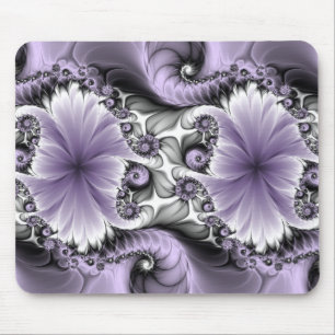 Mousepad Ilusão Lilás Arte Floral Abstrata Fantasia Fractal