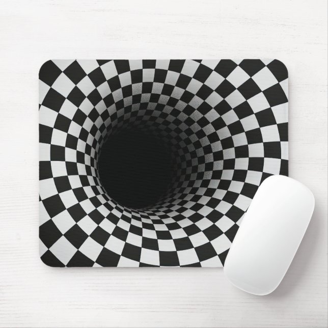 Mousepad Ilusão Óptica de Buraco Preto e Branco (Com mouse)