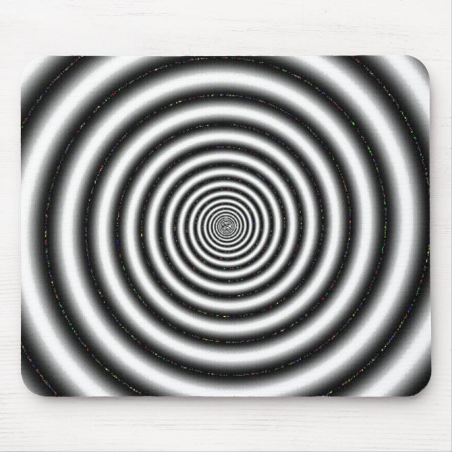 Mousepad Ilusões Ópticas Espirais Pretas e Brancas (Frente)
