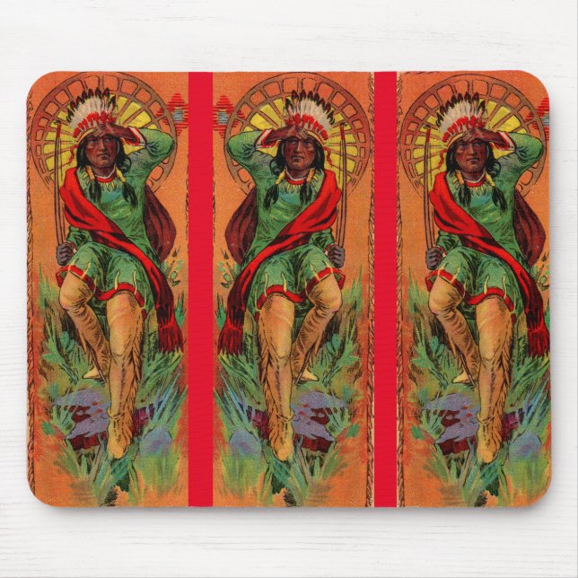 Mousepad Ilustração 1919 do indiano do nativo americano (Frente)