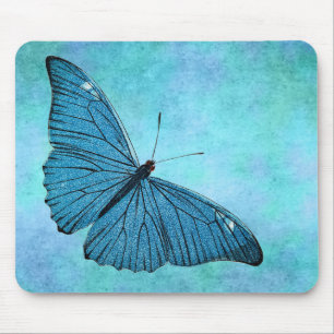 Mousepad Ilustração azul dos 1800s da borboleta da cercet