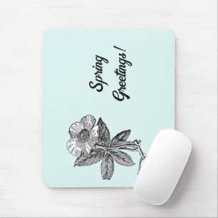Mousepad Ilustração Botânica de Flor de Primavera Elegante