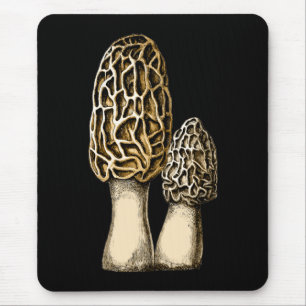 Mousepad Ilustração Botânica de Morel Mushroom