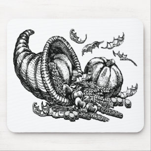 Mousepad Ilustração Branca Negra Clássica de Cornucopia Sel