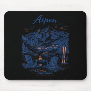 Mousepad Ilustração Cénica de Viagens Antigas Aspen Colorad