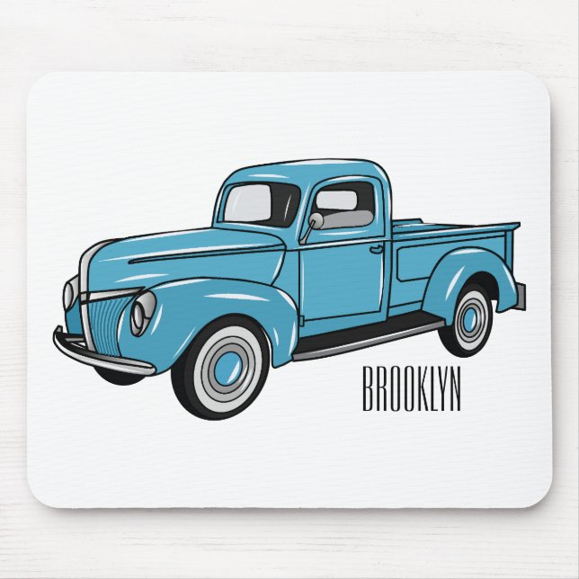 Mousepad Ilustração clássica de desenho de caminhão de cole (Frente)