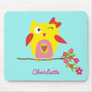Mousepad Ilustração Cor-de-rosa amarela de coroa branca per