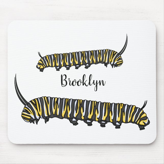 Mousepad Ilustração da cartoon da lagarta monarca (Frente)