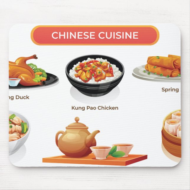 Mousepad Ilustração da culinária chinesa (Frente)