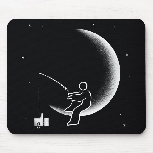 Mousepad Ilustração da Lua Crescente Pescando Curtidas (Frente)