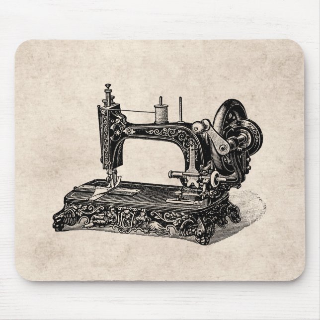 Mousepad Ilustração da máquina de costura dos 1800s do (Frente)