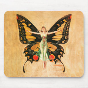 Mousepad Ilustração da Mulher Voadora Flapper Butterfly