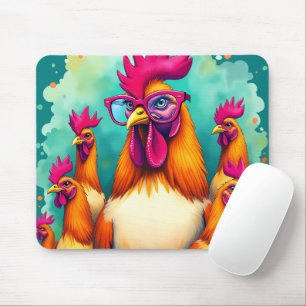 Mousepad Ilustração da Pop de Arte com Galo de Hipster Engr