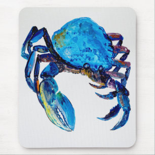 Mousepad Ilustração da vida marinha do caranguejo azul,