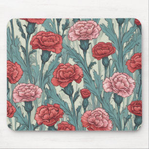 Mousepad Ilustração das flores dos cravos cor-de-rosa