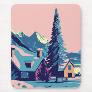 Mousepad Ilustração das paisagens de inverno