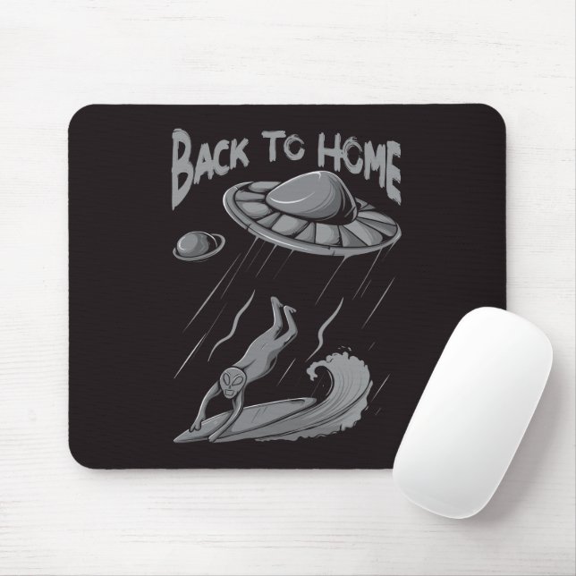 Mousepad ilustração de alienígena surfando em ufo com volta (Com mouse)
