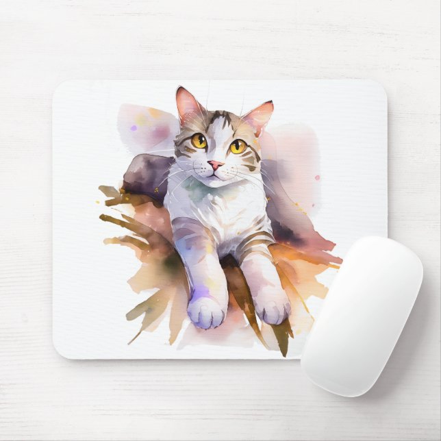 Mousepad Ilustração de Aquarela Branca Doce (Com mouse)