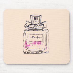 Mousepad Ilustração de aquarela de moda de garrafa de per