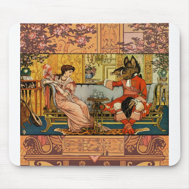 Mousepad Ilustração de Arte Clássica da Bela e a Fera (Frente)