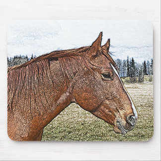 Mousepad Ilustração de Arte de Equídeos de Retrato de Caval