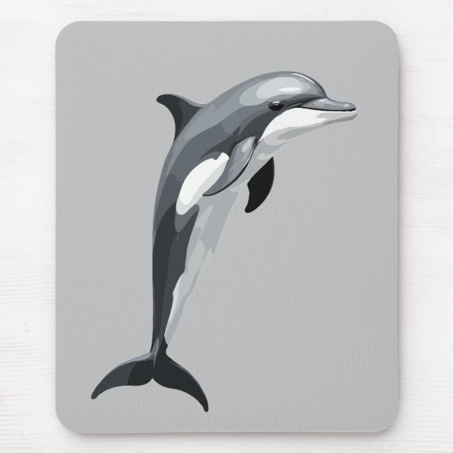 Mousepad Ilustração de Arte Vetor de Golfinho com Branco Pr (Frente)