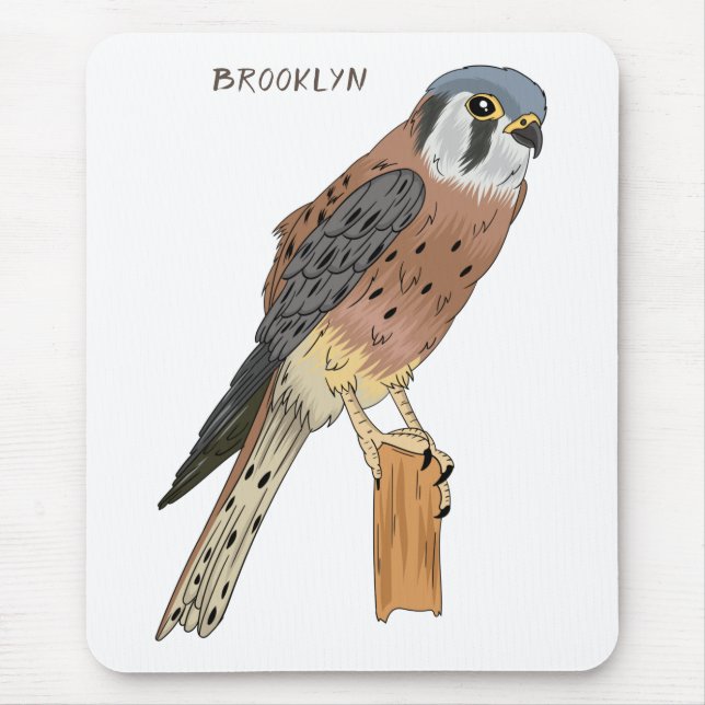 Mousepad Ilustração de ave do Kestrel Americano (Frente)