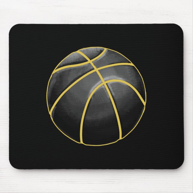 Mousepad Ilustração de basquete Black Dourado Ball Design S (Frente)
