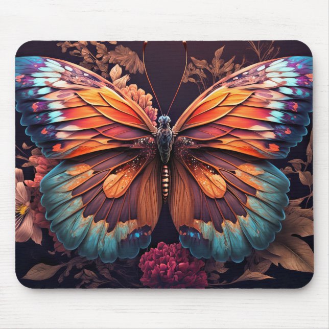 Mousepad Ilustração de Borboleta Colorida Bonita (Frente)