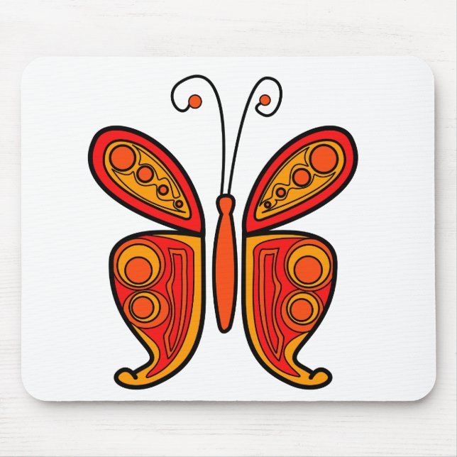Mousepad Ilustração de borboleta laranja (Frente)