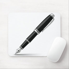 Mousepad Ilustração de Caneta-Tinteiro Preta e Prateada Ele