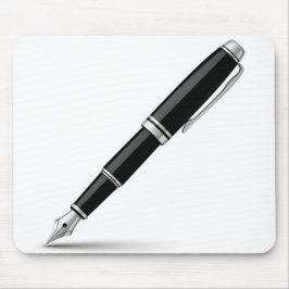 Mousepad Ilustração de Caneta-Tinteiro Preta e Prateada Ele