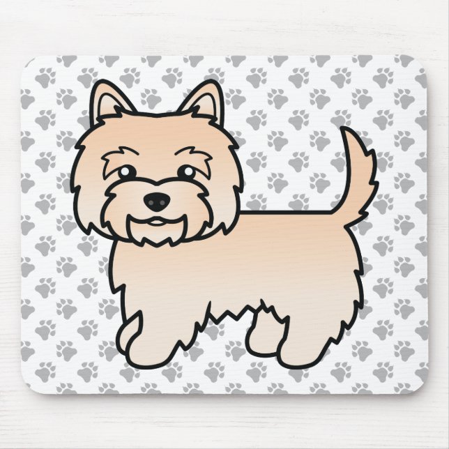 Mousepad Ilustração de Cão Cairn Terrier Creme & Patinhas (Frente)