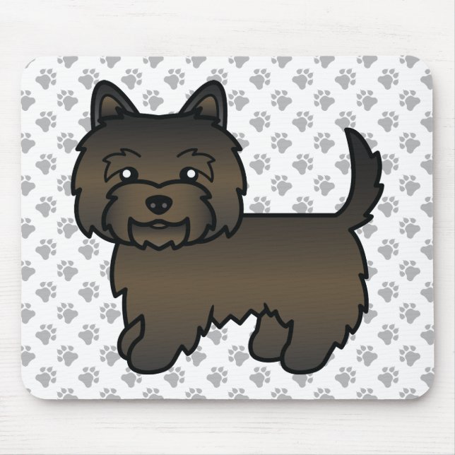 Mousepad Ilustração de Cão Cairn Terrier Dark Brindle & Pat (Frente)