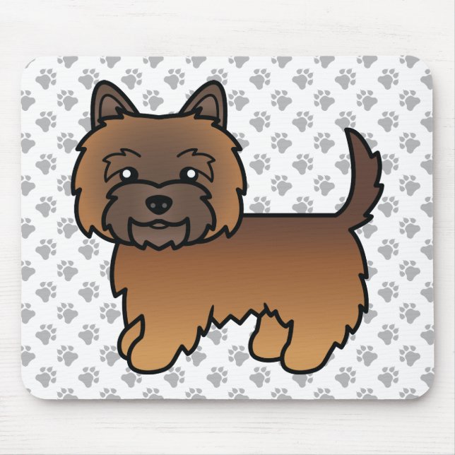 Mousepad Ilustração de Cão Cairn Terrier Red Brindle & Pata (Frente)