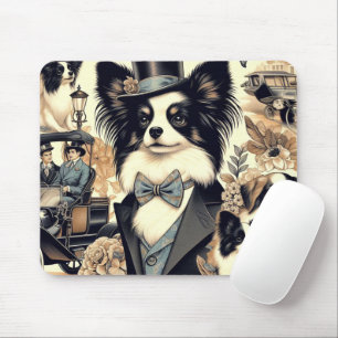 Mousepad Ilustração de Cão Vintage Papillon