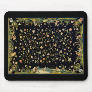 Mousepad Ilustração de Carpete de Mesa Floral Antiquada 